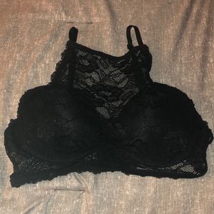 Black Lace High Neck Bra 34B
